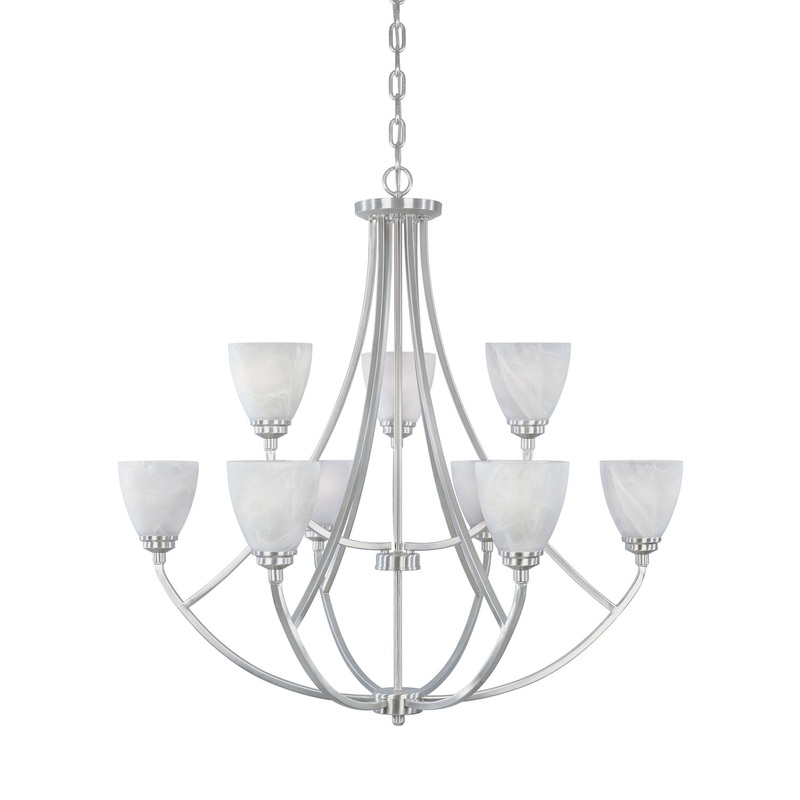 Tackwood Nine Light Chandelier in Satin Platinum