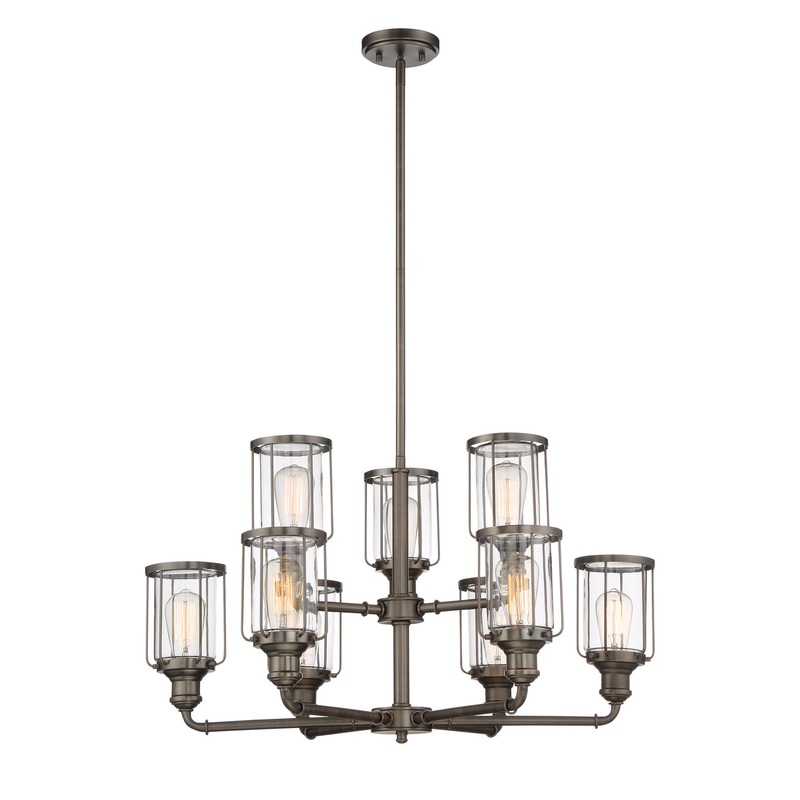 Anson Nine Light Chandelier in Satin Copper Bronze