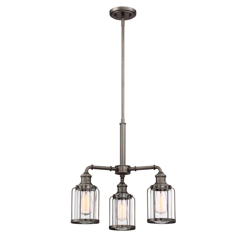 Anson Three Light Chandelier in Satin Copper Bronze