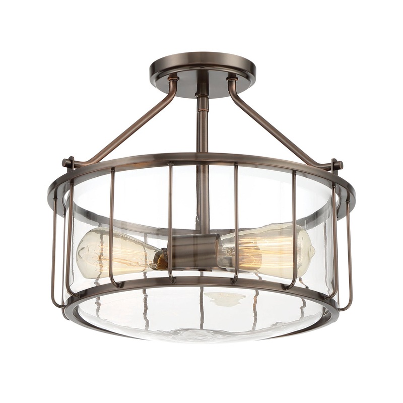 Anson Two Light Semi-Flush Mount in Satin Copper Bronze