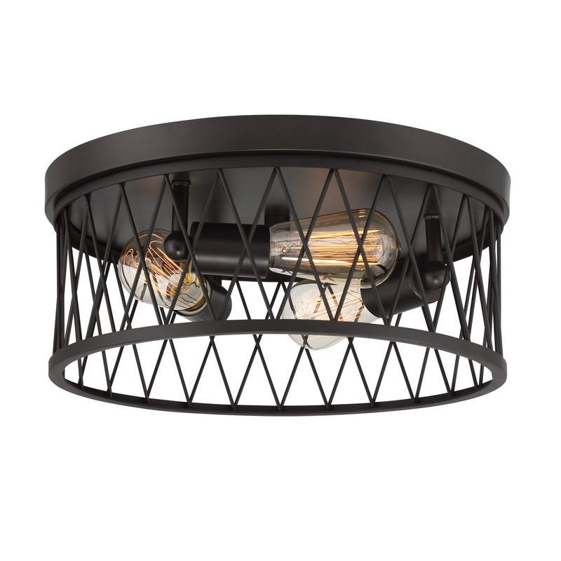 Arris Three Light Flushmount in Vintage Bronze