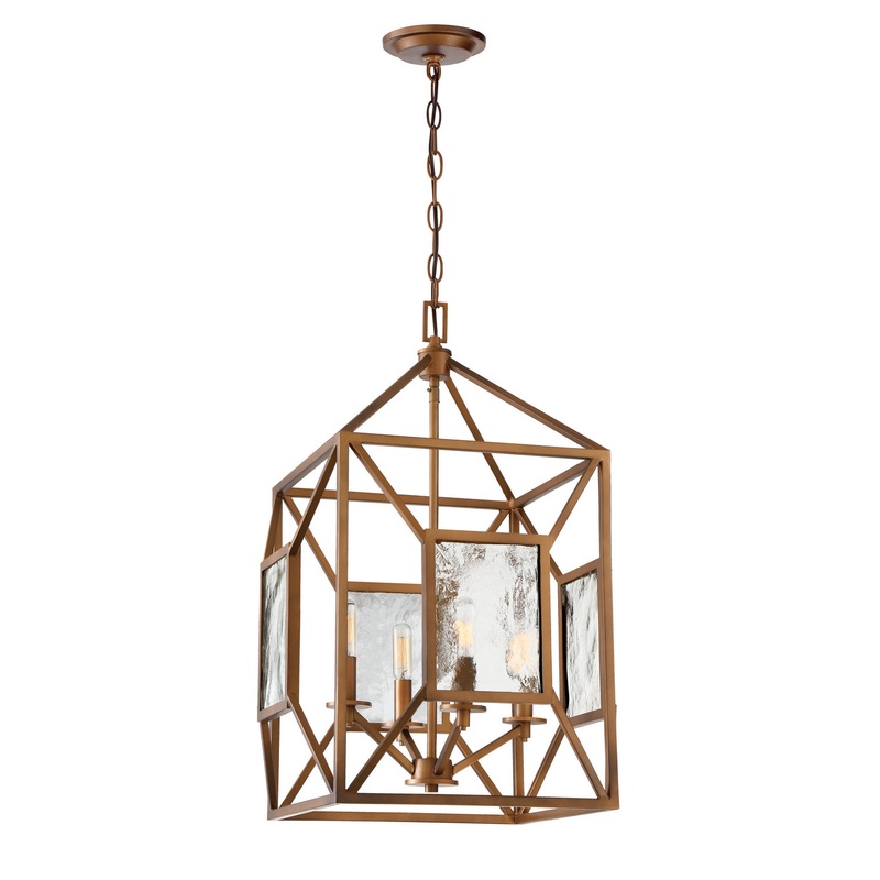 Athina Four Light Pendant in Gilded Bronze