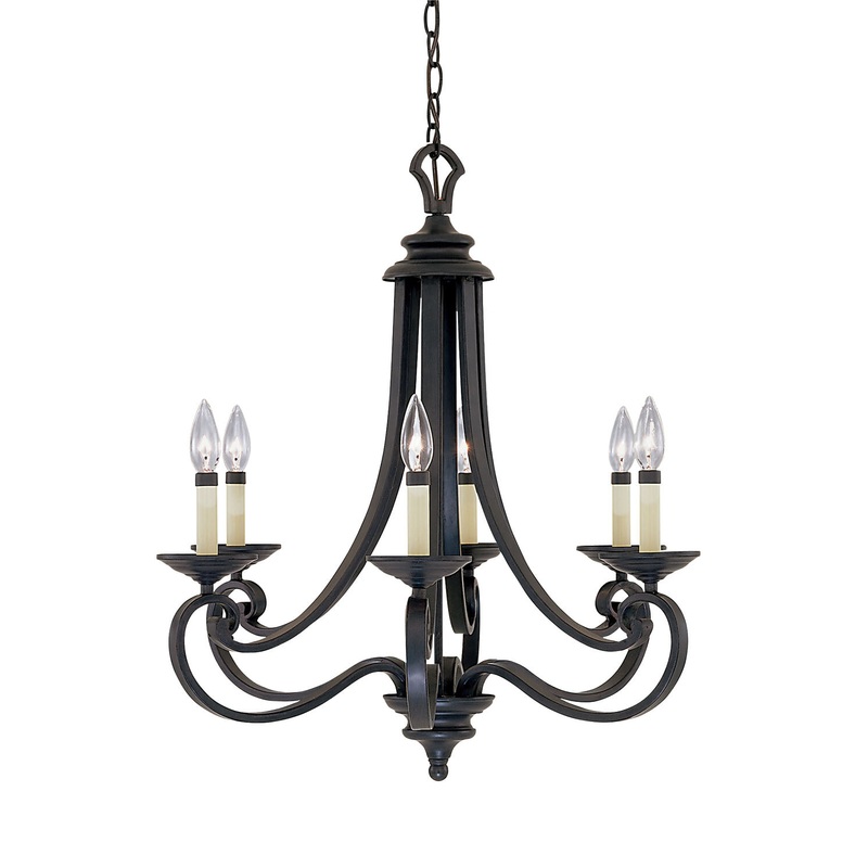 Barcelona Six Light Chandelier in Natural Iron