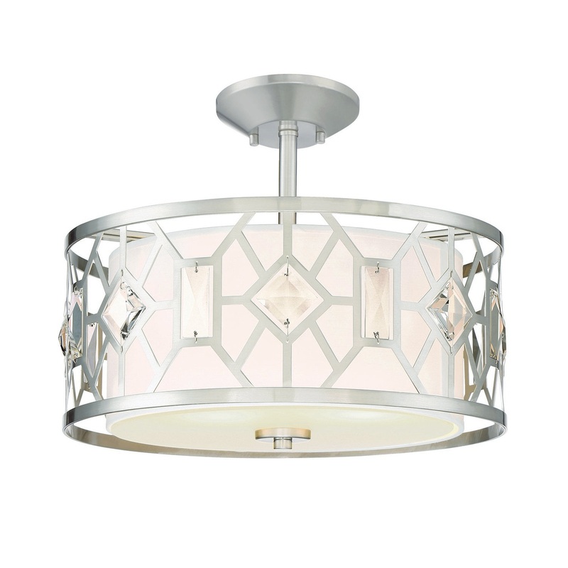 Brentwood Two Light Semi-Flush Mount in Satin Platinum