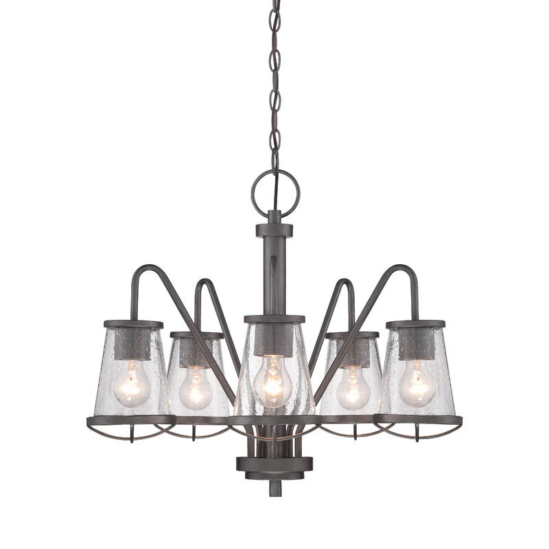 Darby Five Light Chandelier in Weathered Iron