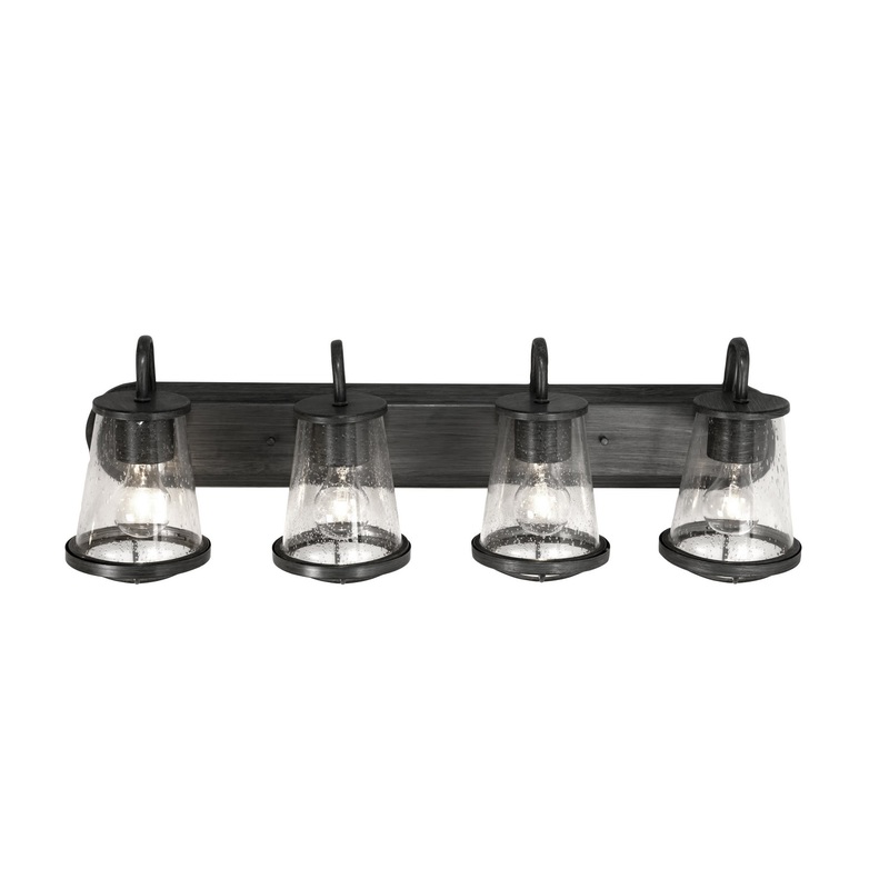 Darby Four Light Bath Bar in Weathered Iron