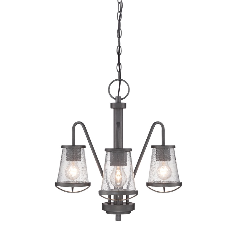Darby Three Light Chandelier in Weathered Iron
