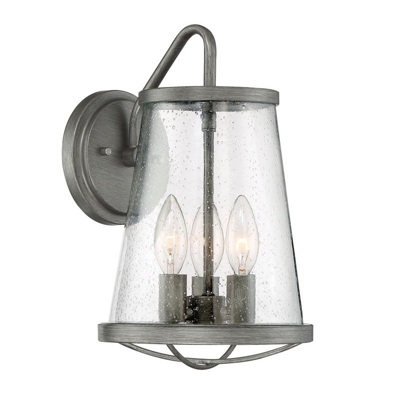 Darby Three Light Wall Lantern in Weathered Iron