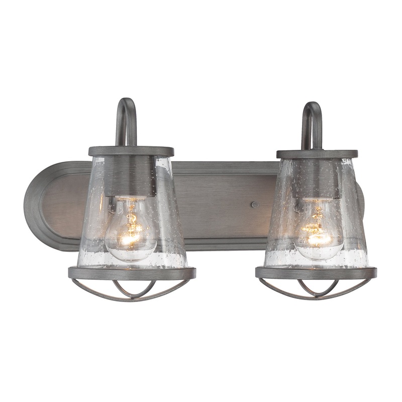 Darby Two Light Bath Bar in Weathered Iron