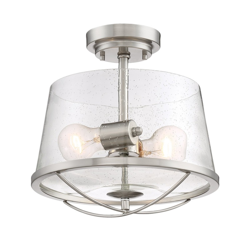 Darby Two Light Semi-Flush Mount in Satin Platinum