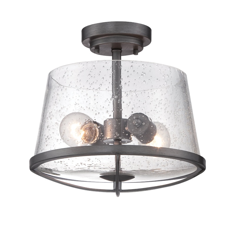 Darby Two Light Semi-Flush Mount in Weathered Iron