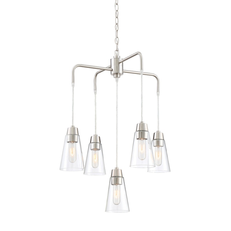 Echo Five Light Chandelier in Satin Platinum