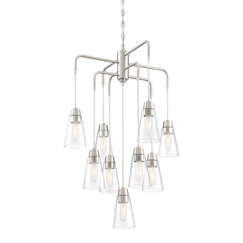 Echo Nine Light Chandelier in Satin Platinum