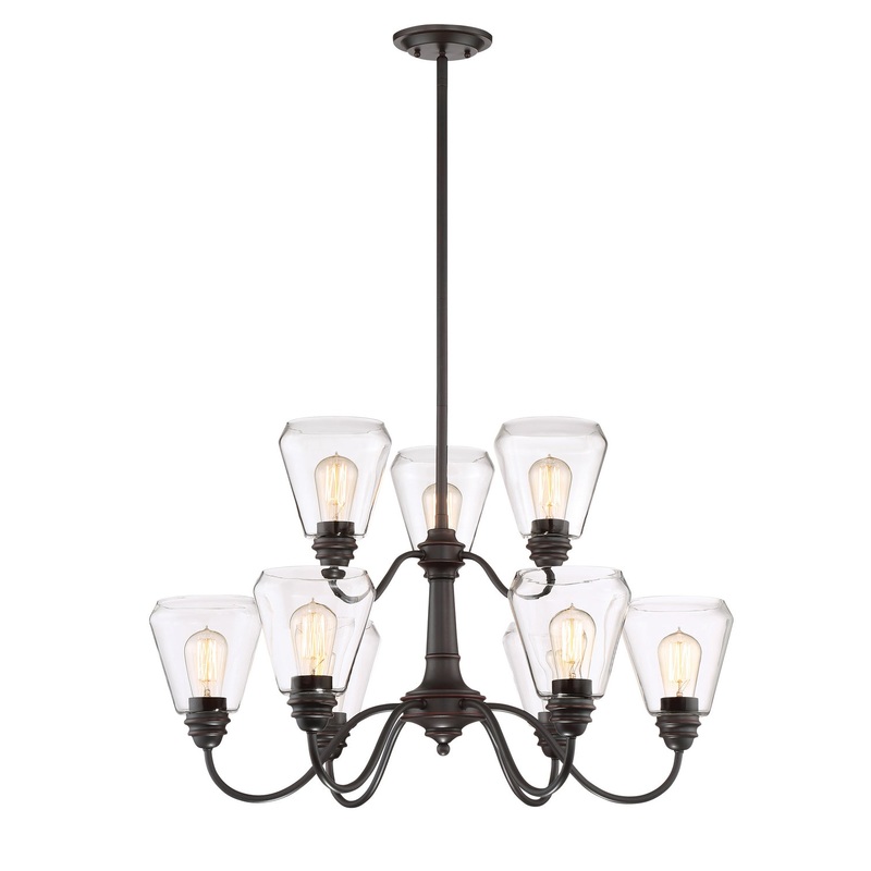 Foundry Nine Light Chandelier in Satin Bronze