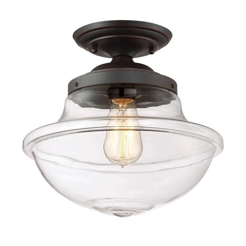 Foundry One Light Semi-Flushmount in Satin Bronze