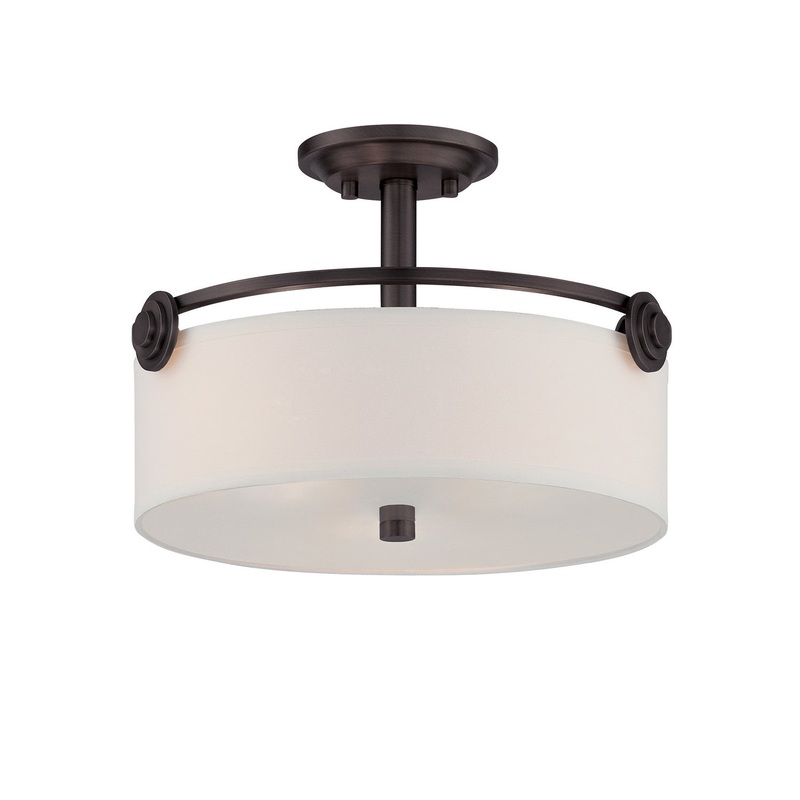 Gramercy Park Three Light Semi-Flush Mount in Old English Bronze