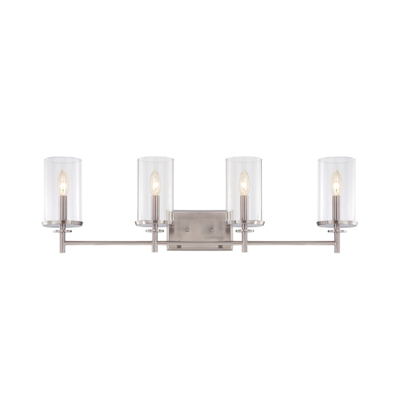 Harlowe Four Light Bath Bar in Satin Platinum