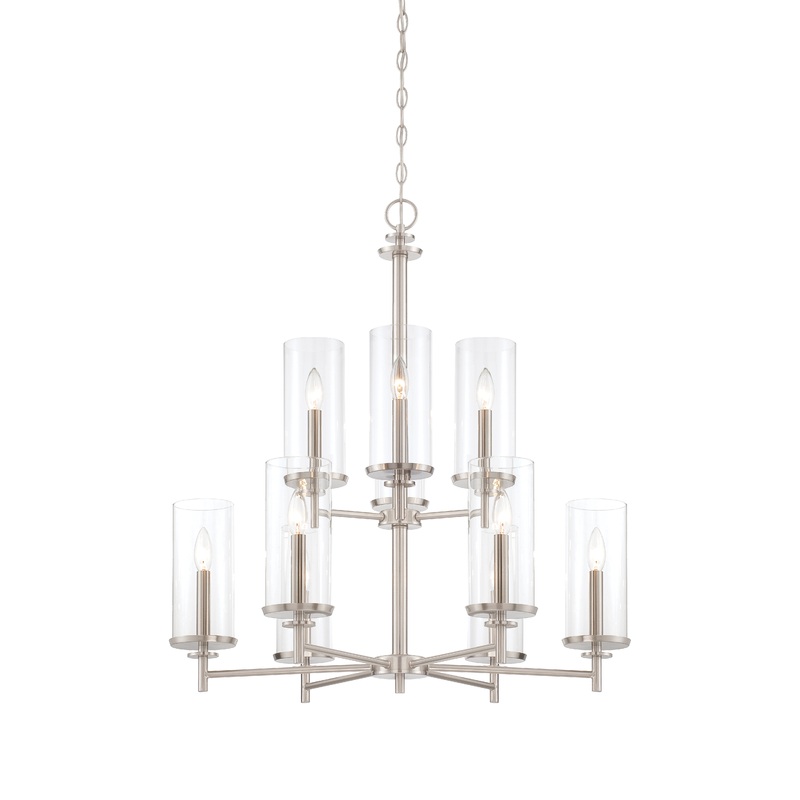 Harlowe Nine Light Chandelier in Satin Platinum