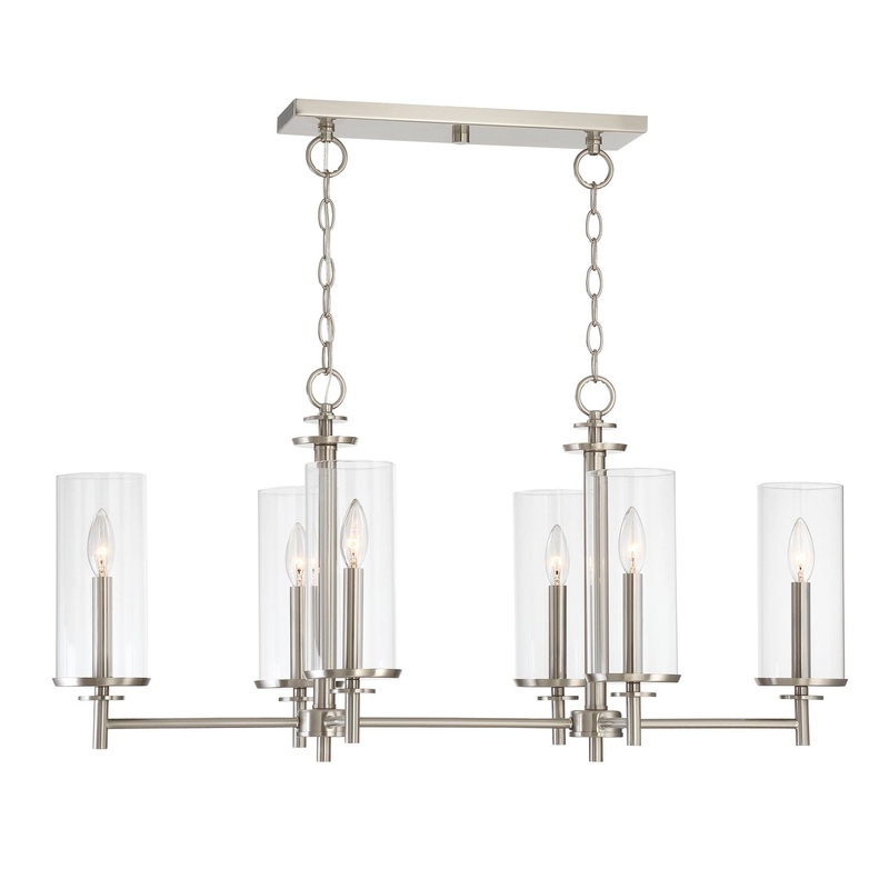 Harlowe Six Light Island Pendant in Satin Platinum