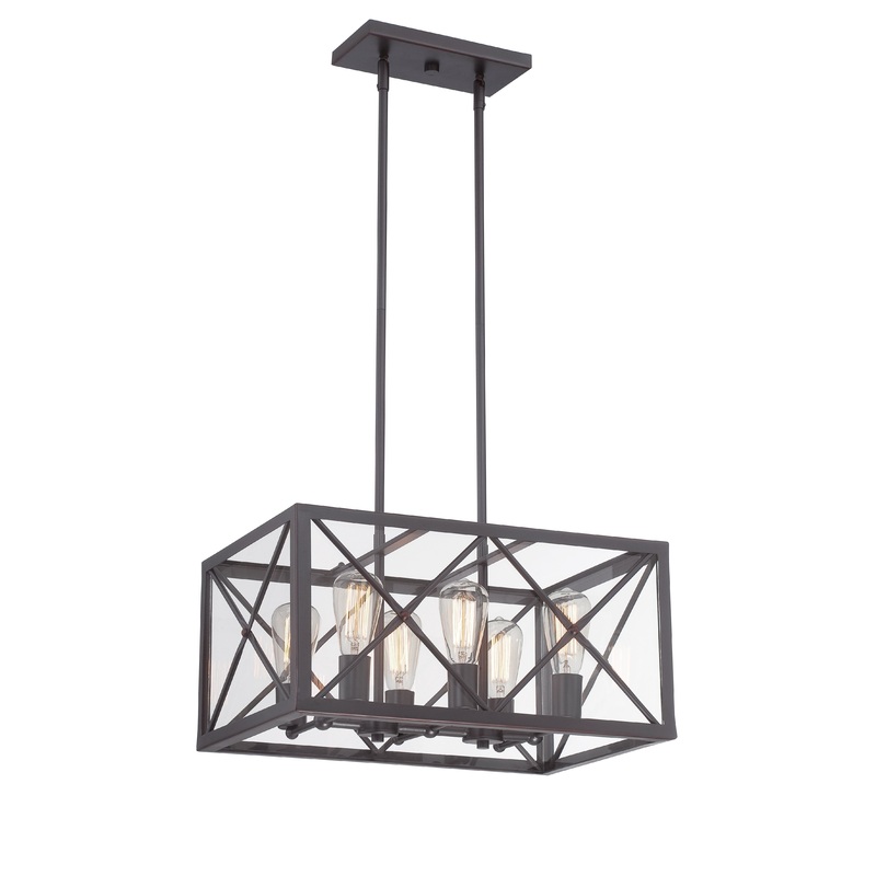High Line Six Light Chandelier in Satin Bronze