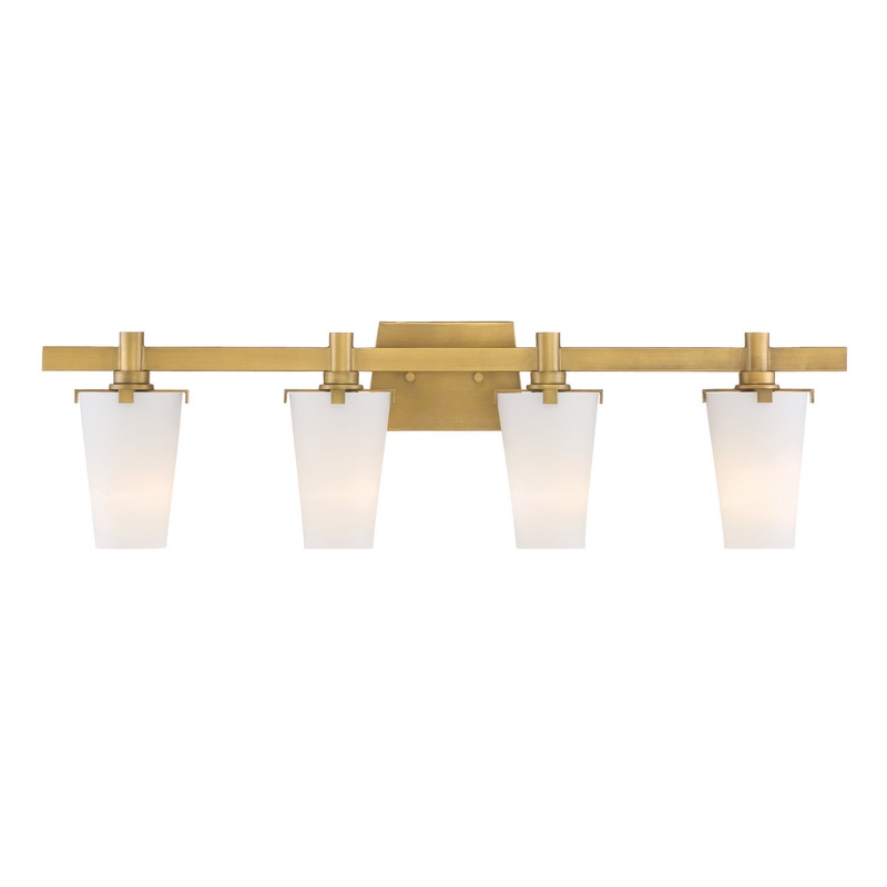 Hyde Park Four Light Bath Bar in Vintage Gold