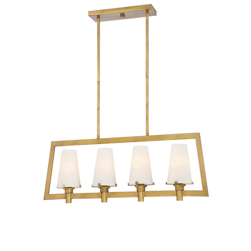 Hyde Park Four Light Island Pendant in Vintage Gold