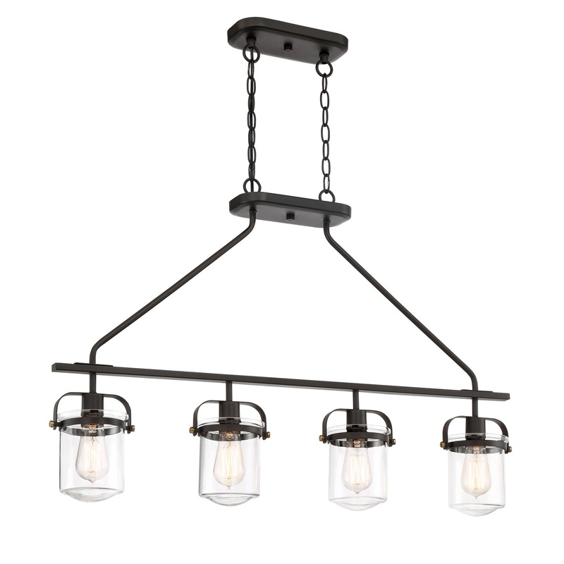 Jaxon Four Light Linear Chandelier in Oil Rubbed Bronze