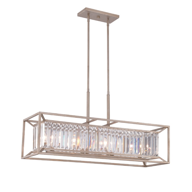Linares Four Light Island Pendant in Aged Platinum