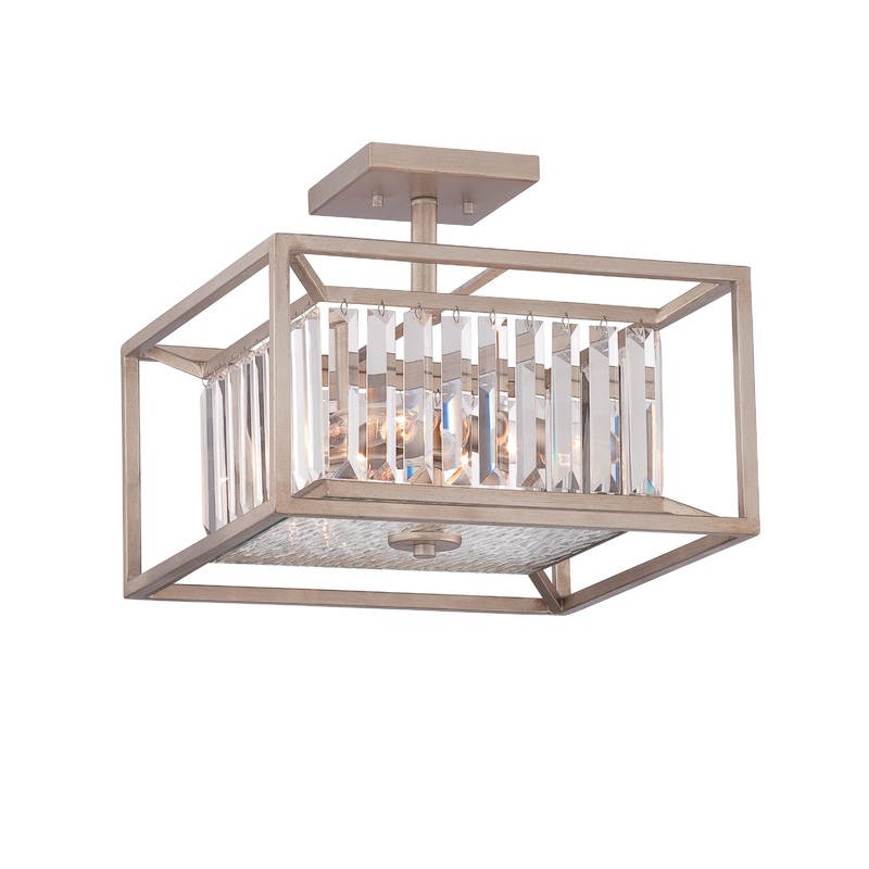 Linares Three Light Semi-Flush Mount in Aged Platinum