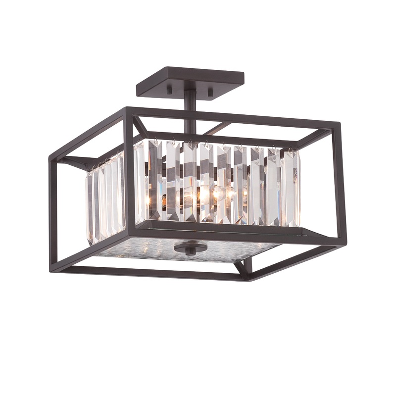 Linares Three Light Semi-Flush Mount in Vintage Bronze