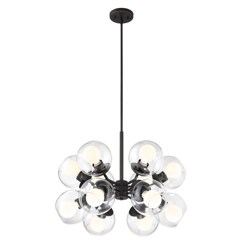 Meridian 12 Light Chandelier in Satin Bronze