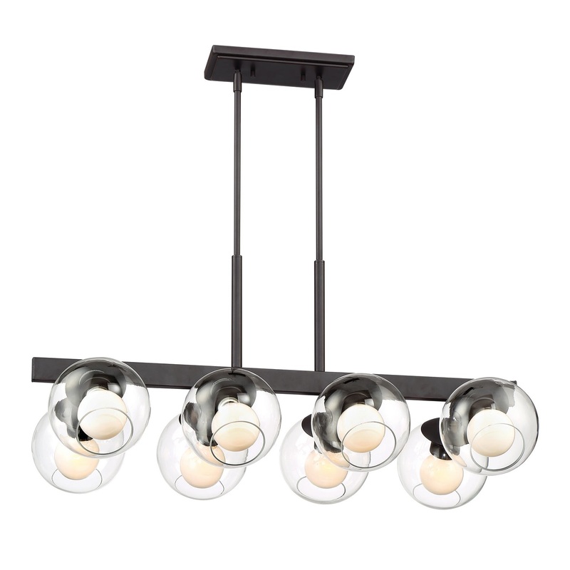 Meridian Eight Light Linear Chandelier in Satin Bronze