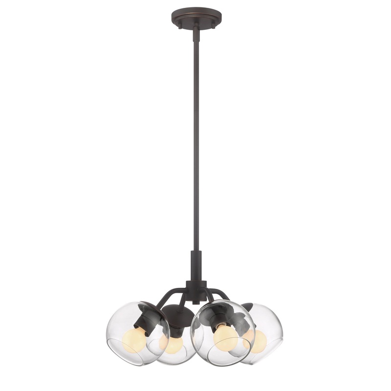 Meridian Four Light Convertible Pendant / Semi-Flush in Satin Bronze