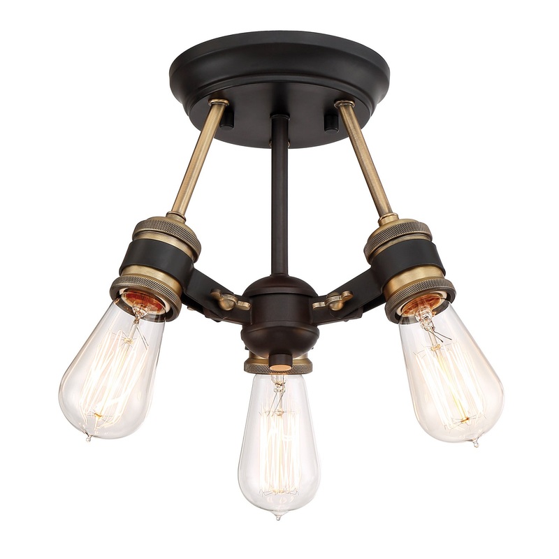 Miles Three Light Semi-Flush Mount in Vintage Bronze