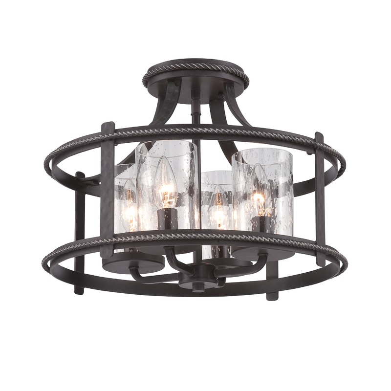Palencia Four Light Semi-Flush Mount in Artisan Pardo Wash