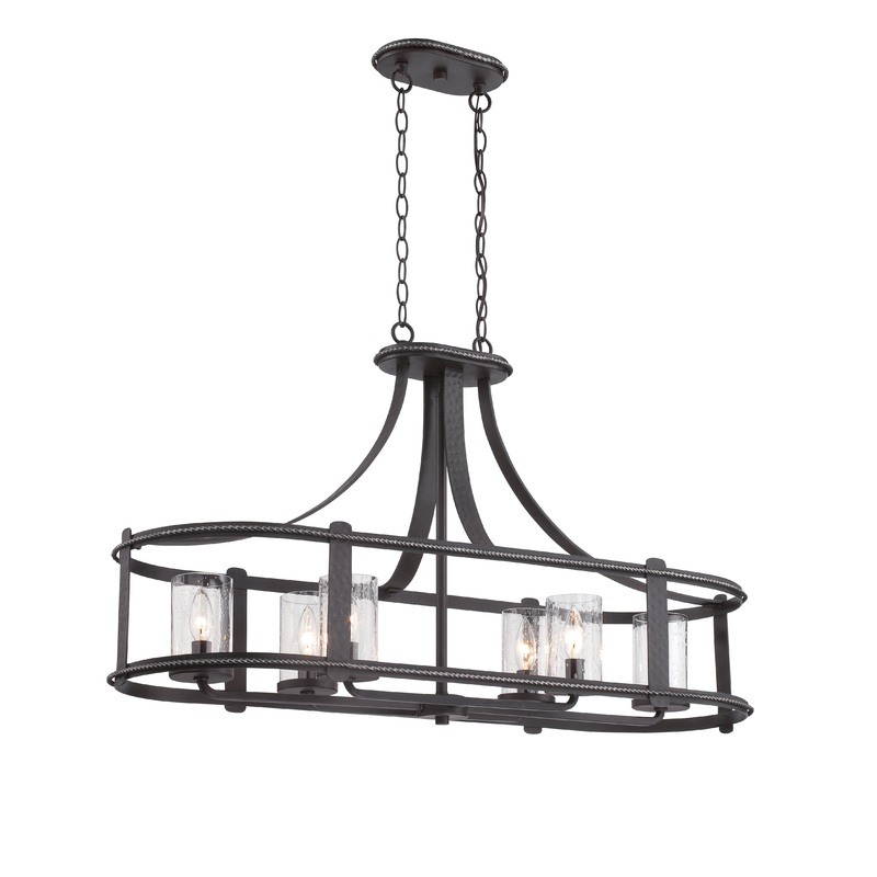 Palencia Six Light Linear Chandelier in Artisan Pardo Wash