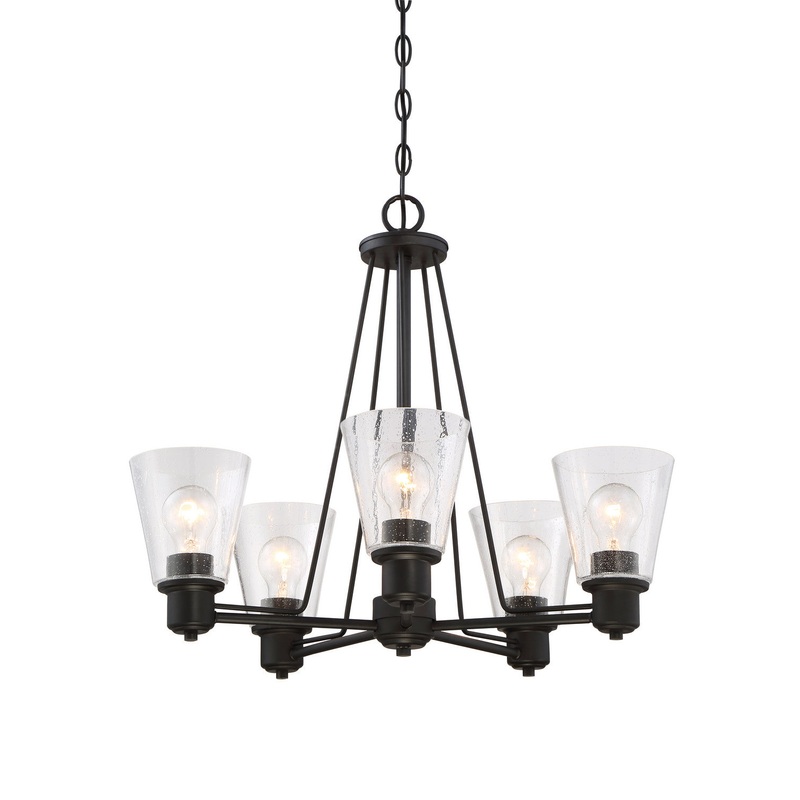 Printers Row Five Light Chandelier in Oil Rubbed Bronze