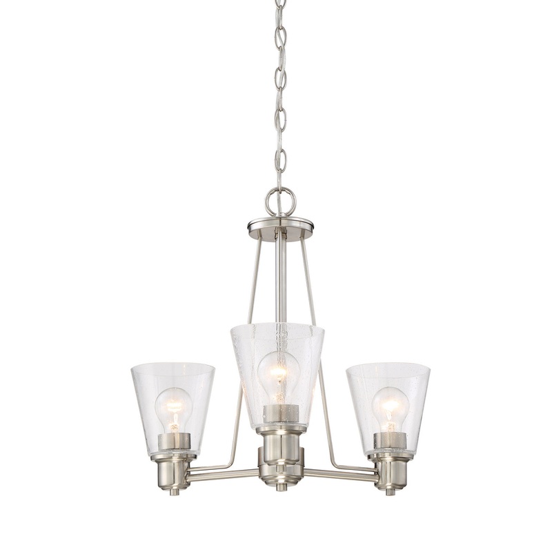 Printers Row Three Light Chandelier in Satin Platinum