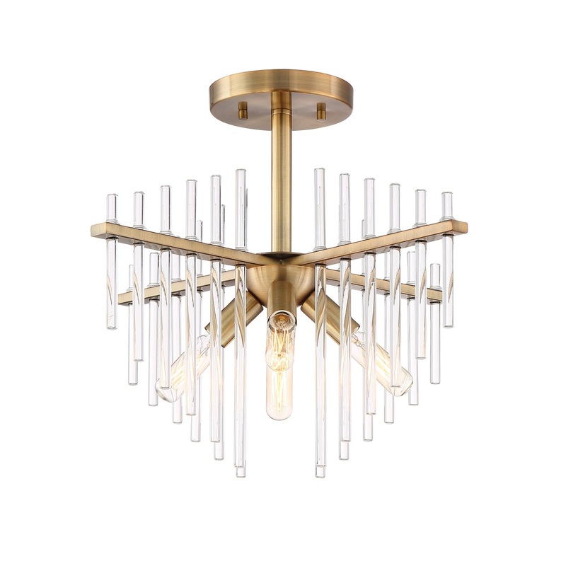 Reeve Four Light Semi-Flush Mount in Burnished Antique Brass