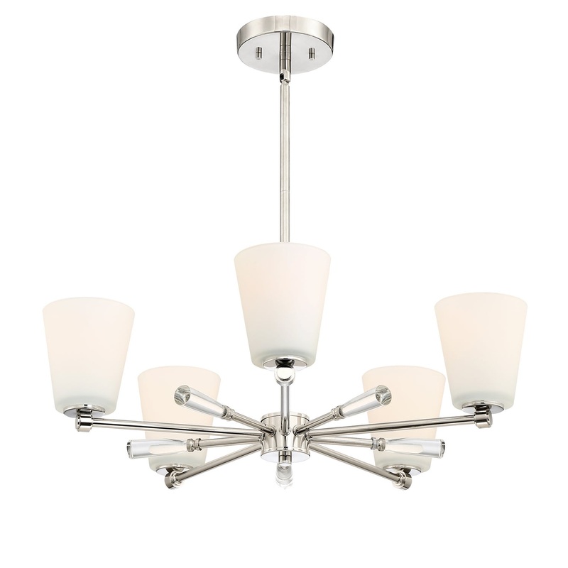 Abree Five Light Chandelier in Polished Nickel
