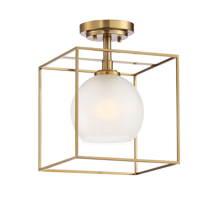 Cowen One Light Semi-Flushmount in Brushed Gold