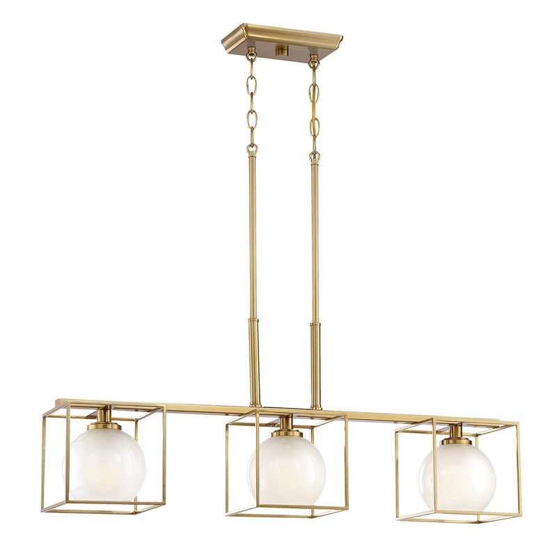 Cowen Three Light Island Chandelier in Brushed Gold