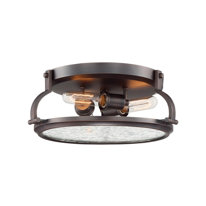 Eaton Three Light Flushmount in Satin Copper Bronze
