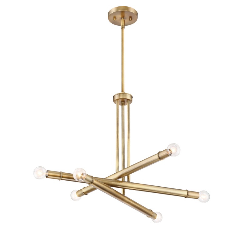 Emmett Six Light Chandelier in Old Satin Brass