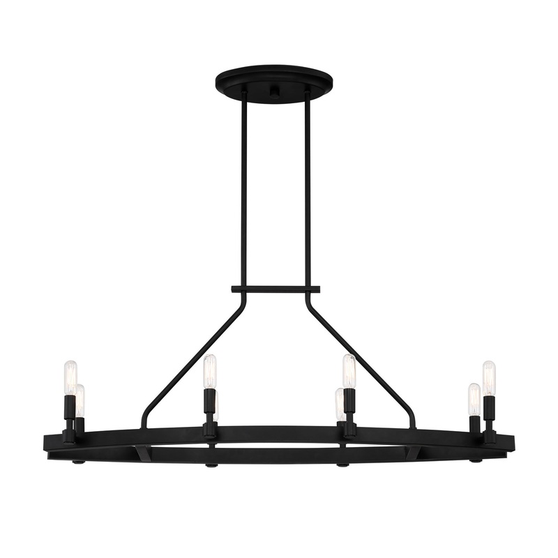 Fiora Eight Light Linear Chandelier in Black