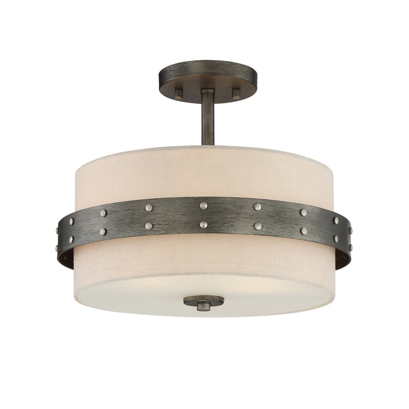 Garrett Two Light Semi-Flush Mount in Weathered Iron