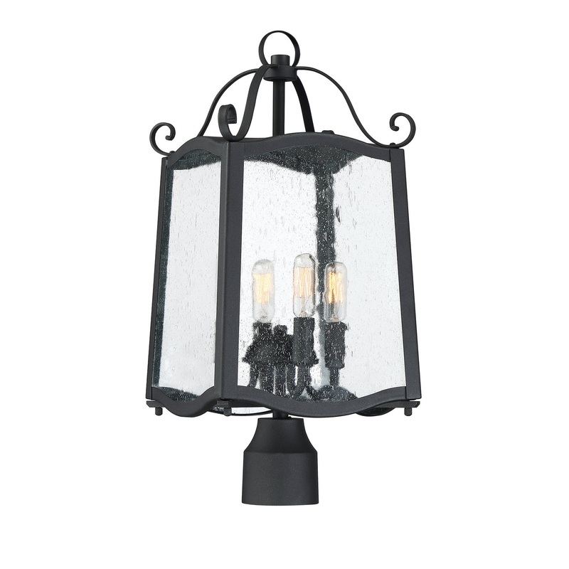 Glenwood Four Light Post Lantern in Black