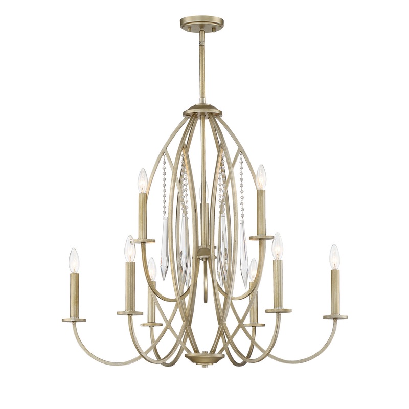 Hutton Nine Light Chandelier in Sterling Gold