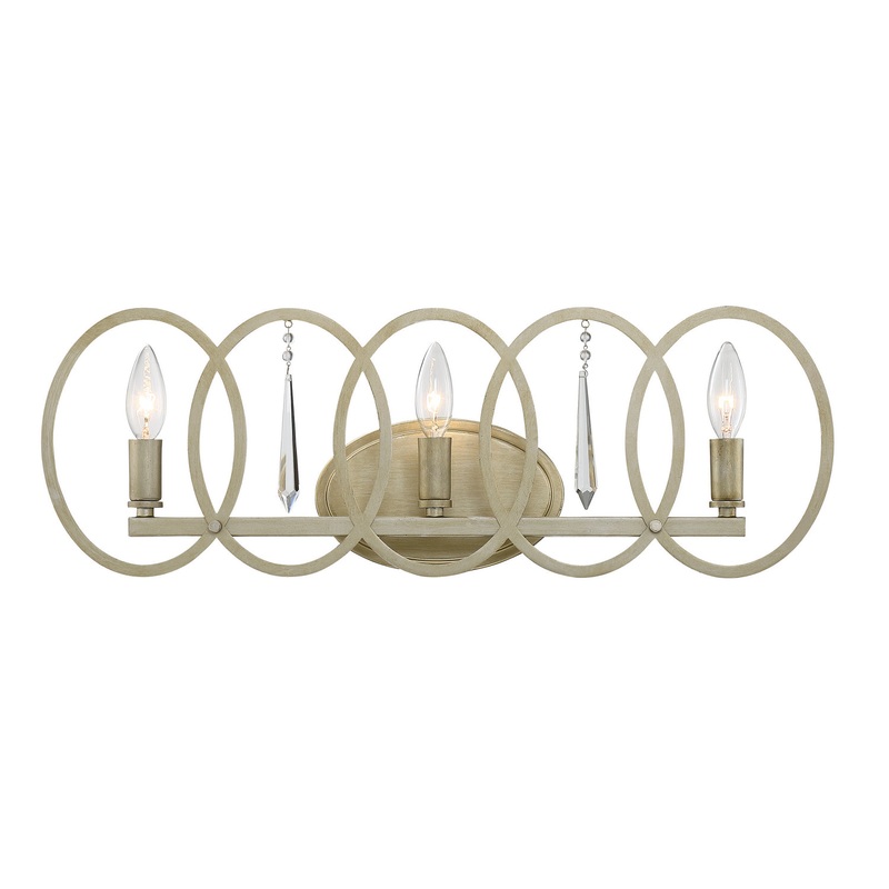 Hutton Three Light Bath Bar in Sterling Gold