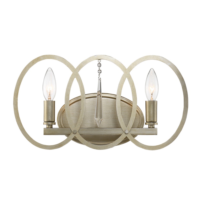 Hutton Two Light Bath Bar in Sterling Gold